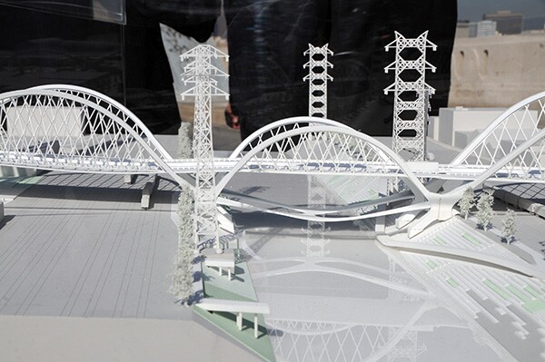 Model of the new Sixth Street Bridge design | Photo by Justin Cram