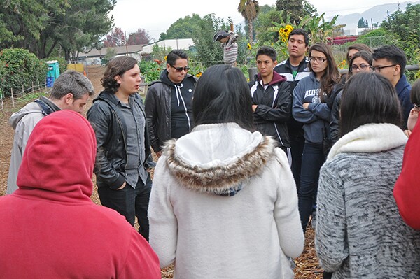Nikol and Bryan talk to the students