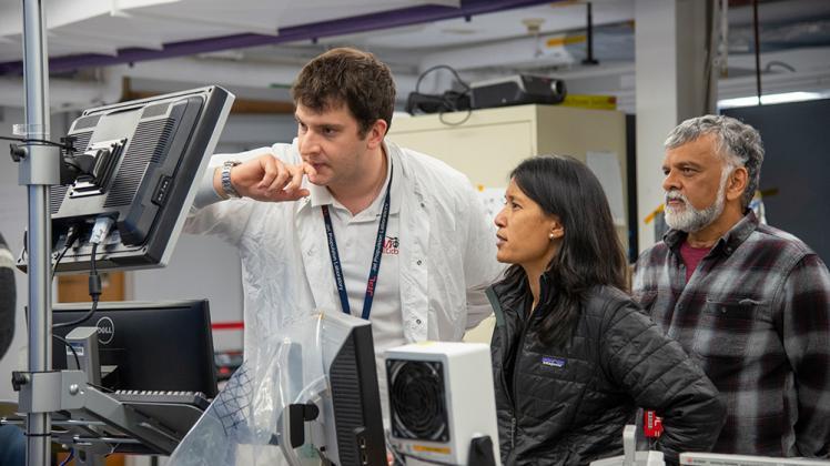 Teddy Tzanetos, MiMi Aung and Bob Balaram of NASA’s Mars Helicopter project observe a flight test on January 18, 2019. | NASA/JPL-Caltech