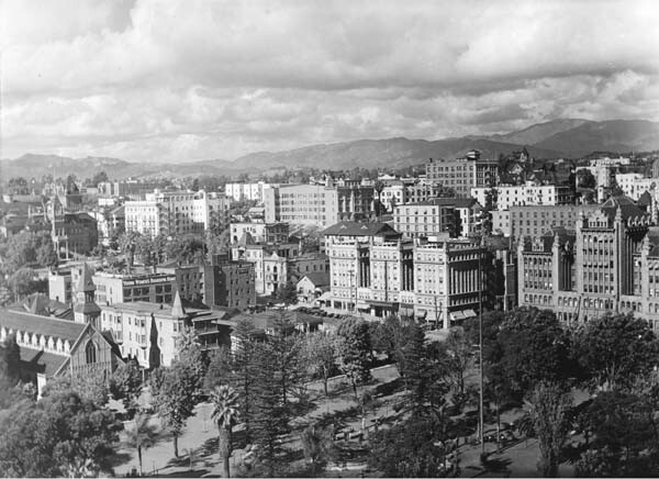 Pershing Square photographed by W.C. Sawyer, courtesy of Sherman Library and Gardens