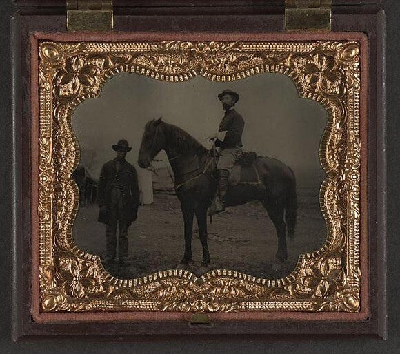 "Mounted Union officer with groom," 1863-1865 Liljenquist Family Collection of Civil War Photographs. | Courtesy of the Library of Congress.