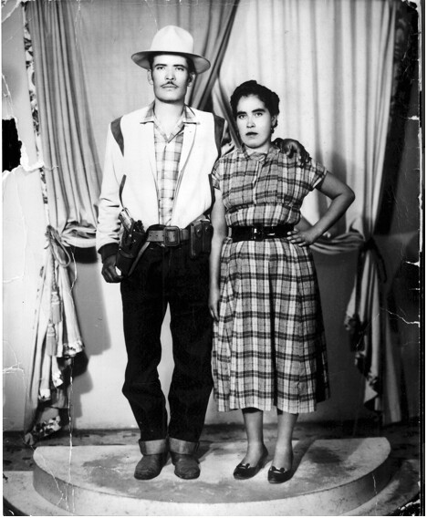 Black-and-white photograph of Salomon Chavez Huerta and Carmet Mejia Huerta circav 1954. | Courtesy of Alvaro Huerta