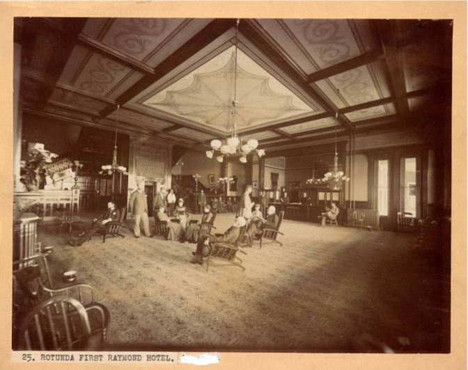 Guests relax inside the Raymond Hotel rotunda. Courtesy of the Main Photo Collection, Pasadena Museum of History.