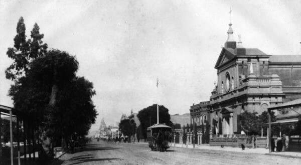 Dalton built the city's first two-story brick residence on the lot where St. Vibiana was eventually built | C. C. Pierce Collection, Los Angeles Public Library