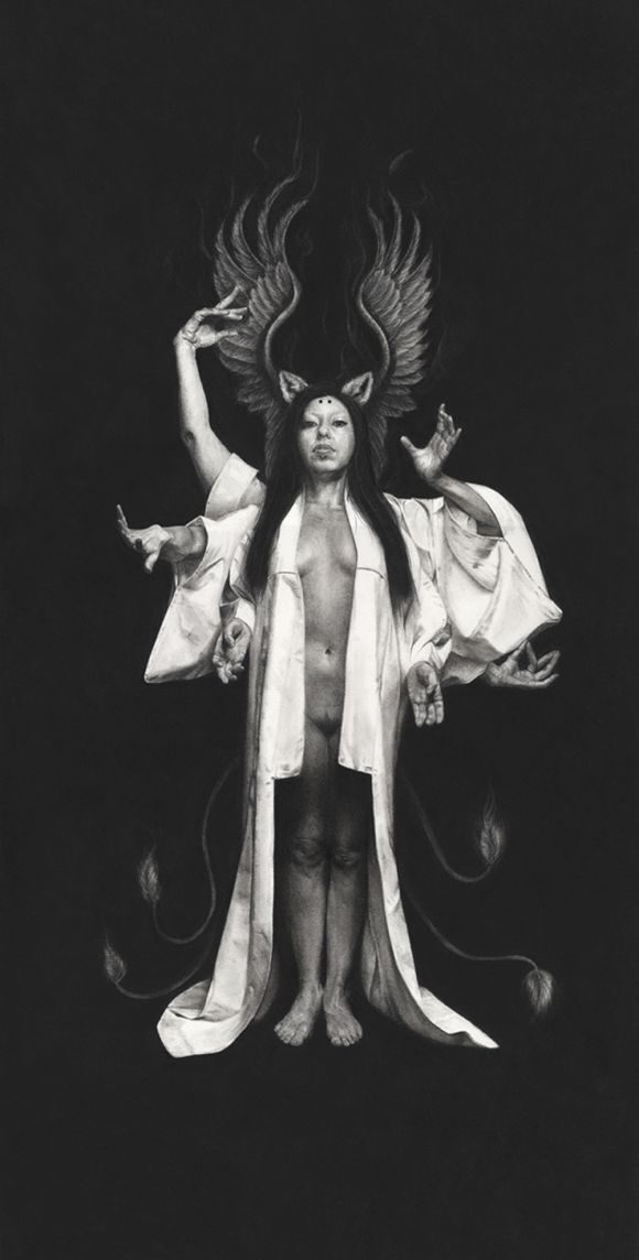 "Pillars - Satine," Charcoal on Rives BFK 20" x 40," 2014
