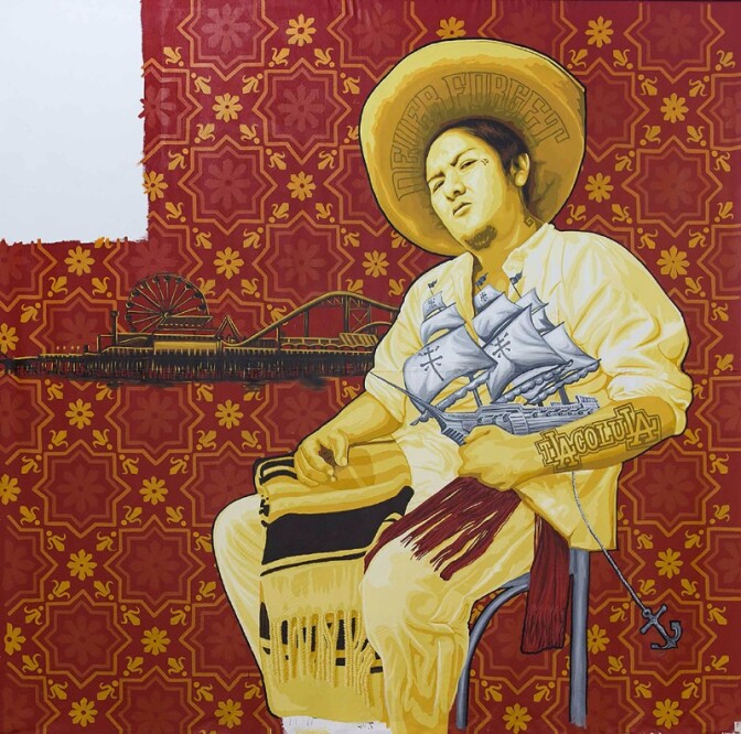 One panel of artist collective Tlacolulokos's "Visualizing Language: Oaxaca in L.A." | Fausto Nahum PST LA/LA