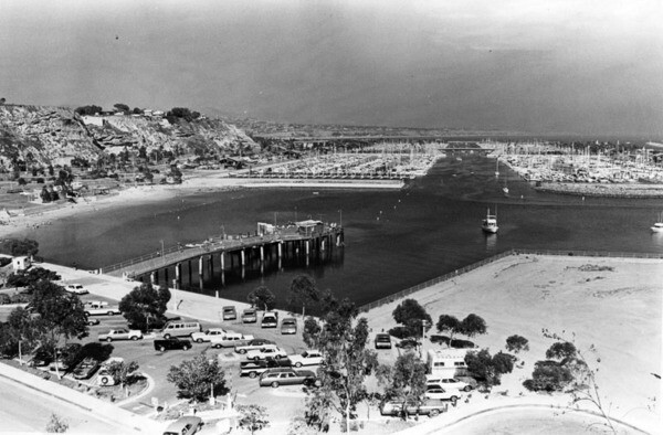 Though the county dedicated the new harbor in 1971, work continued through the late 1970s. This view shows the nearly finished Dana Point Harbor in 1977. Courtesy of the Herald-Examiner Collection - Los Angeles Public Library.
