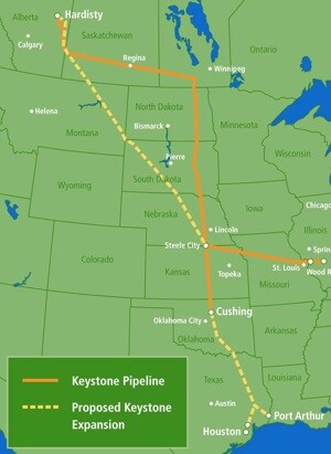 Map of the Keystone Pipeline | Image: Sen. Mike Johanns
