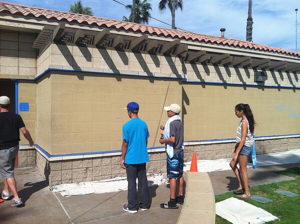 Young artists were invited to participate in the making of the mural | Courtesy of Man One