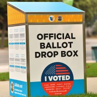 An official ballot drop box is set up in Los Angeles on September 12, 2020, ahead of the November 3 presidential elections. | CHRIS DELMAS/AFP via Getty Images