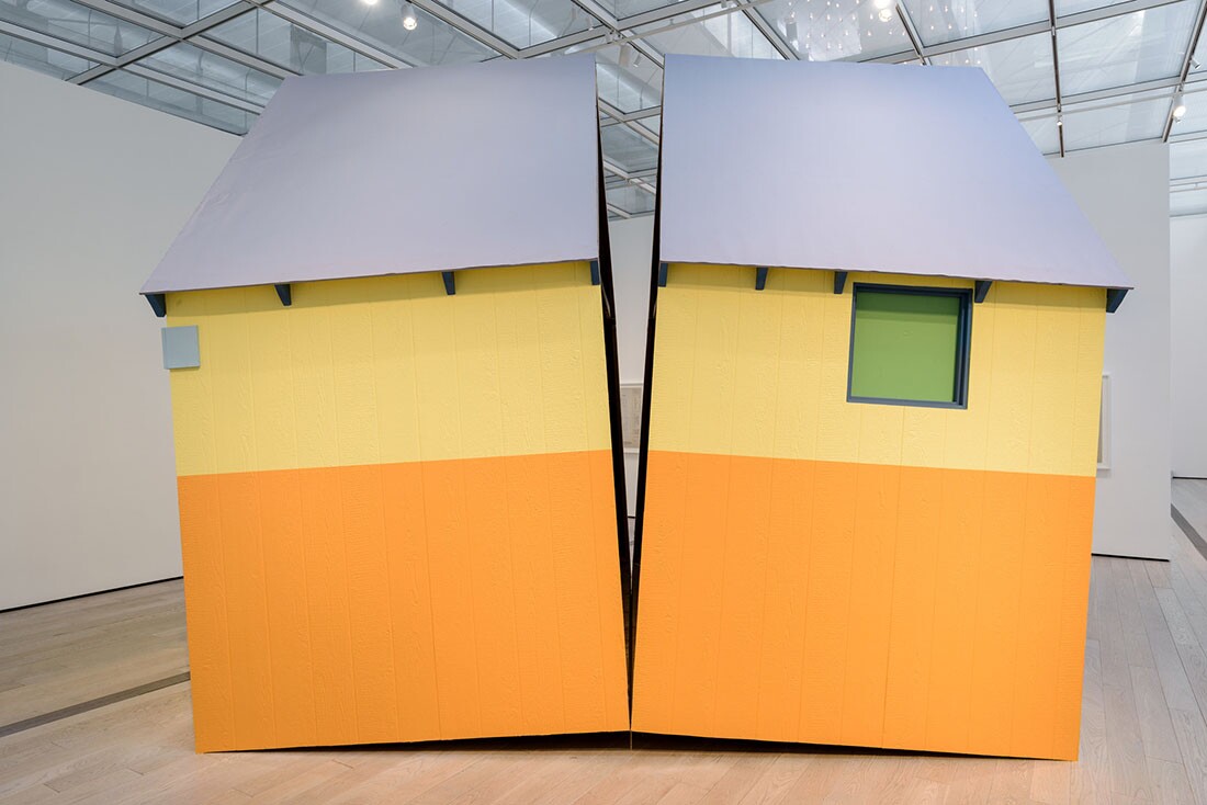 Installation photo featuring Daniel Joseph Martinez's The House that America Built, 2004-2017 in the exhibition Home—So Different, So Appealing at the Los Angeles County Museum of Art, June 11, 2017 - October 15, 2017, © Daniel Joseph Martinez, photo © Mu