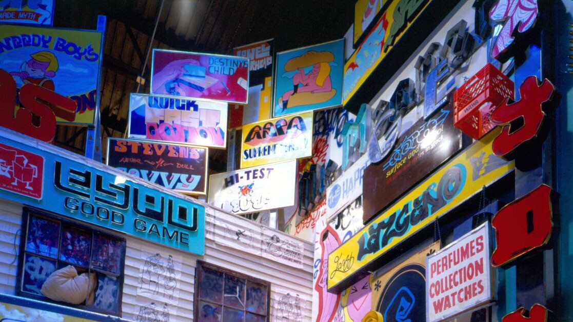 Barry McGee, Todd James, and Stephen Powers, Street Market, Deitch Projects, New York, 2000 | Courtesy of Jeffrey Deitch