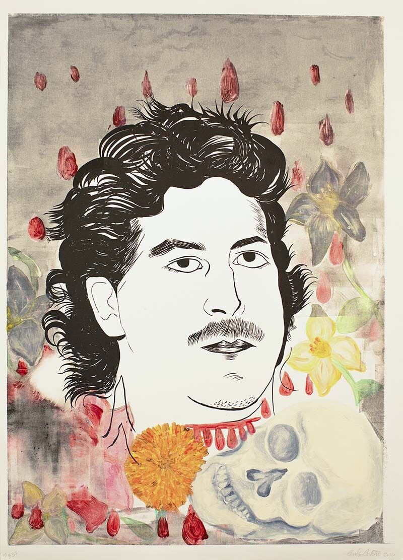 Carolyn Castaño Untitled (Drug Lord and Patron), 2010. Monoprint | Courtesy of El Nopal Press
