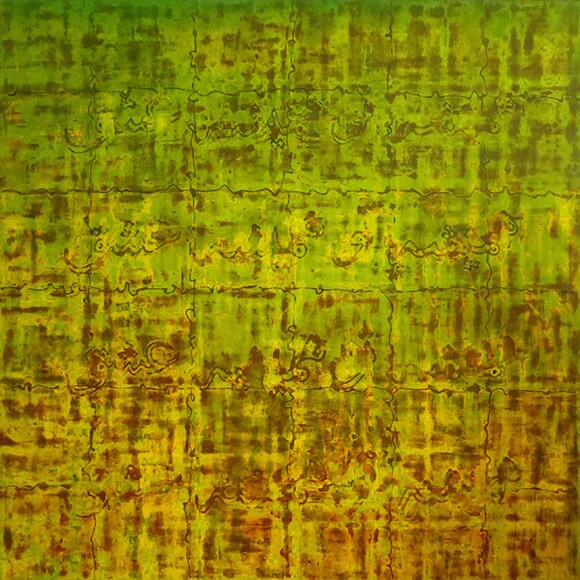 "Always You Always Love" by Farzad Kohan, 2015; 152.5 x 152.5 cm (60 x 60 inches); mixed media on wood panel. | Courtesy of the artist and Ayyam Gallery.