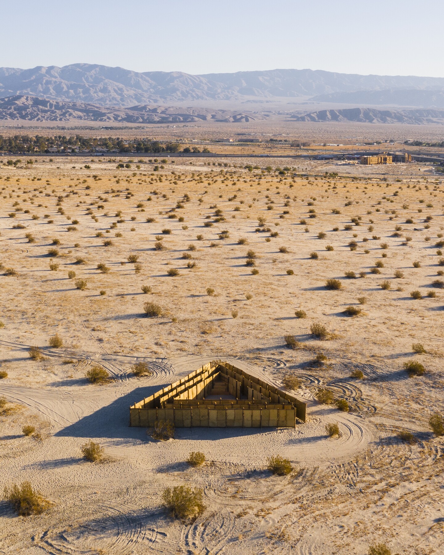 Eduardo Sarabia's "The Passenger" is a maze made out of Mexican petates and references journeys in the desert, from the exodus to immigrant journeys.