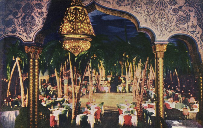 Undated postcard of the Ambassador's Cocoanut Grove nightclub