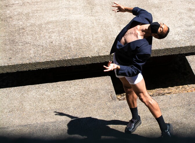 Heidi Duckler Dance Northwest dancer puts his head back as he dances. | Courtesy Heidi Duckler Dance