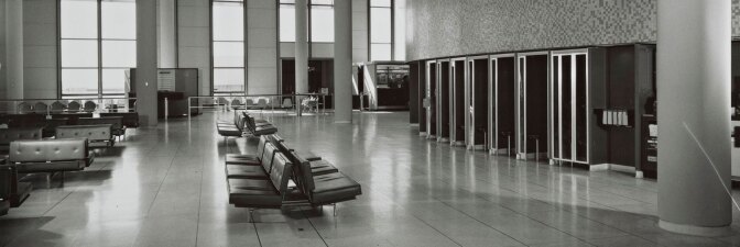 Arrival area of the LAX Theme Building, which Paul R. Williams helped design | J. Paul Getty Trust. Getty Research Institute, Los Angeles