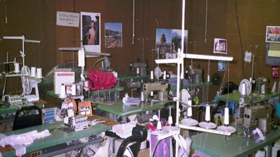 The working conditions of the El Monte sweatshop operation in 1995, following a raid by state and federal agencies. | Photo: Philip Bonner