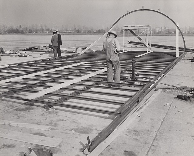 Steel frame and base for hut | Housing Authority of the City of Los Angeles