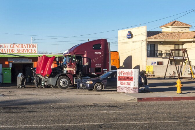 A local truck repair shop in downtown Adelanto just off U.S. Route 395. Photo: Kim Stringfellow