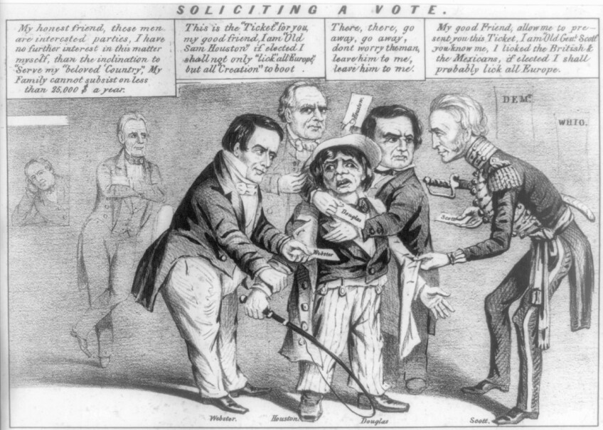 "Soliciting a Vote" – an 1852 political cartoon