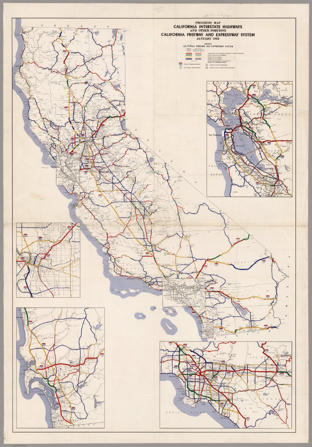 Progress Map, California Interstate Highways and Other Portions, May 1962.