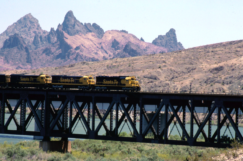 The Santa Fe freight train finally arrives at the Colorado River. | Shirley Burman