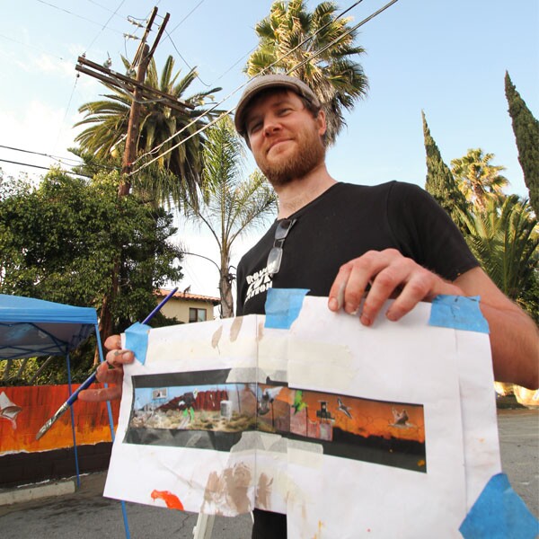 Richard Cumming, muralist from Scotland, at SPARC | Photo: viewfromaloft