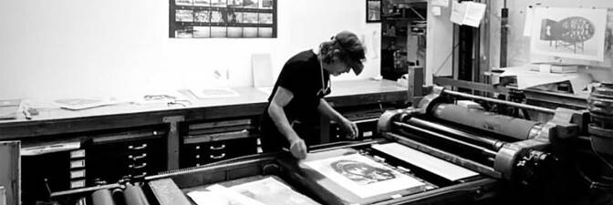 Francesco Siqueiros at work at El Nopal Press | Julian Campos. Courtesy of El Nopal Press