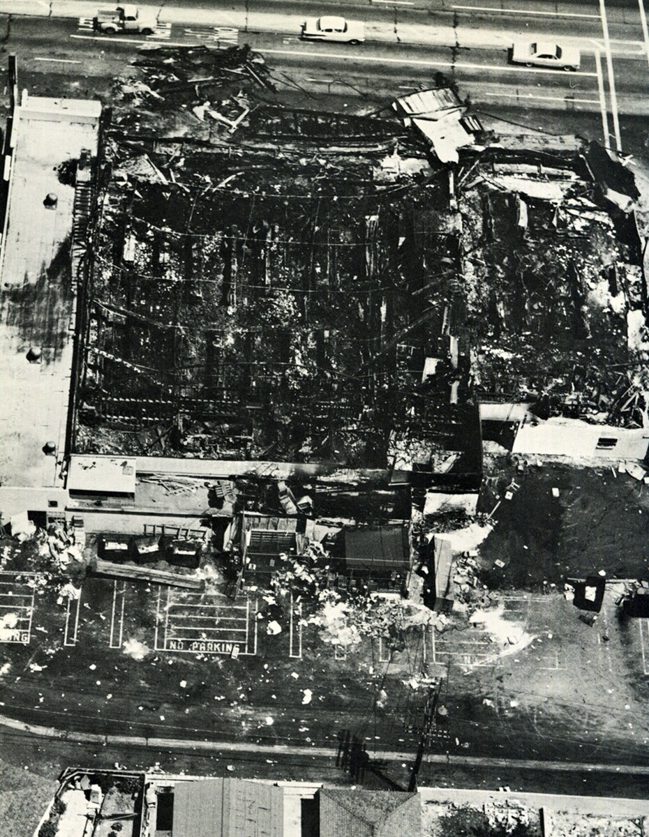 Local Watts's supermarket soon after the 1965 Watts Uprising I Photo courtesy of the California State University, Dominguez Hills archives -- Watts Then and Now exhibit.