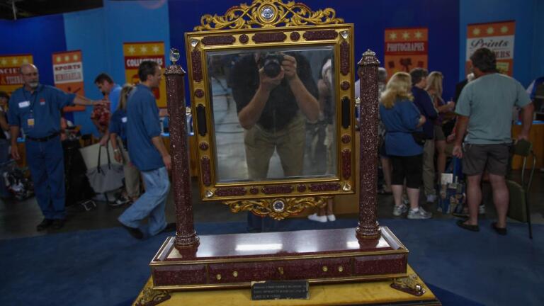 Appraisal: Louis XVI-style Porphyry & Bronze Mirror, ca. 1880