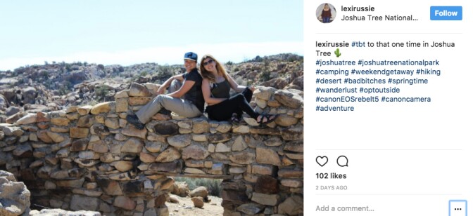 Couple poses illegally atop ruins in Joshua Tree NP | Image: via Instagram