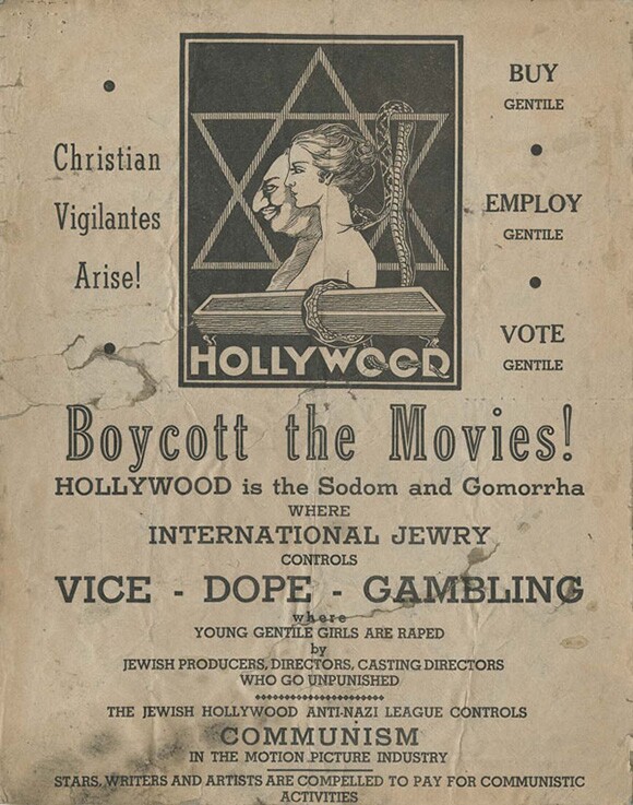 Flyer distributed via plane over Hollywood,1938 | Courtesy of the USC Libraries -- Jack L. Warner Collection.