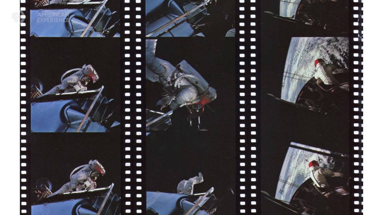 Film strip of astronauts | Still from "How NASA Sold Us a Trip to the Moon"