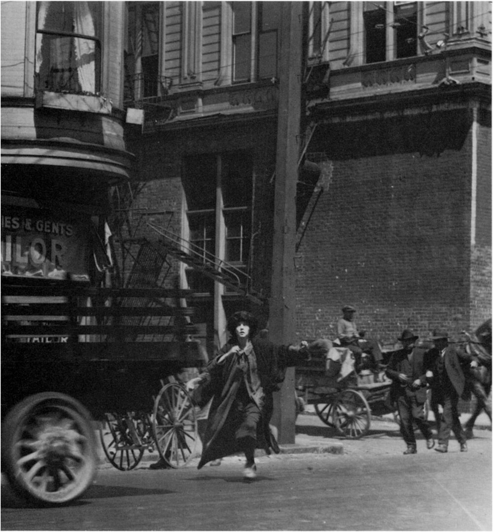San Francisco's Victorian architecture (at Laguna and Hayes with alley-like Ivy Street) lent nineteenth-century reality to Erich von Stroheim's Greed (1925), starring ZaSu Pitts. Geoffrey Bell Collection