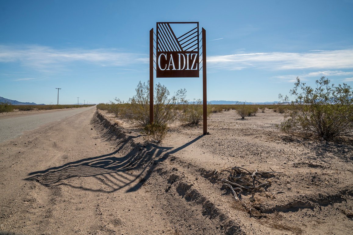 Cadiz Inc. signage along the Cadiz Road leading to the Cadiz Dunes Wilderness. | Kim Stringfellow
