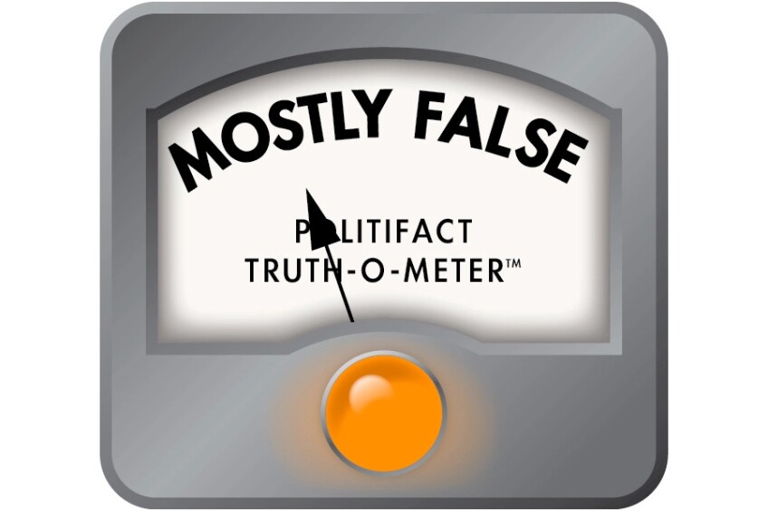 A graphic of a meter points to "MOSTLY FALSE"