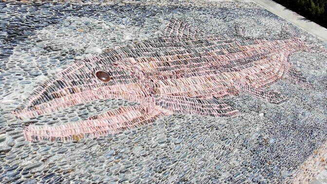 Kevin Carman's "The Mighty Steelhead" at North Valleyheart Riverwalk. | Sandi Hemmerlein