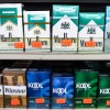 Packs of menthol cigarettes are displayed in a smoke shop in Los Angeles, California.