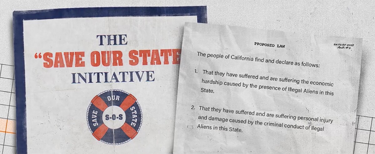 An image of the "Save Our State" initiative along with highlighted language | Still from "187"
