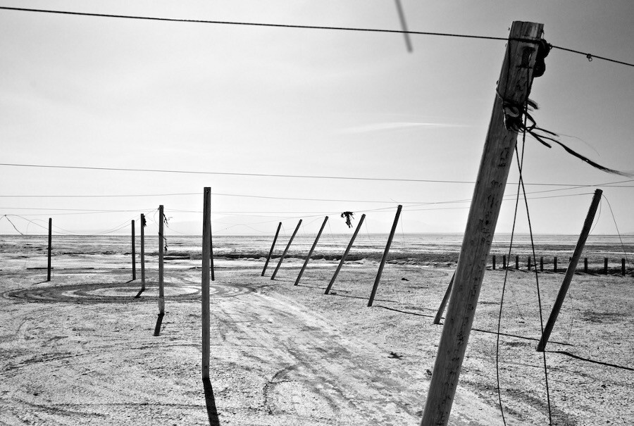 "Poles and Dirt Circle No. 1," infrared exposure. Salton Sea, CA. 2014. | Photo: Osceola Refetoff.