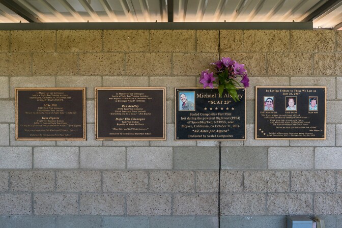 A memorial for the test pilots and engineers who have lost their lives during test flights and other testing operations at the MASP. | Kim Stringfellow