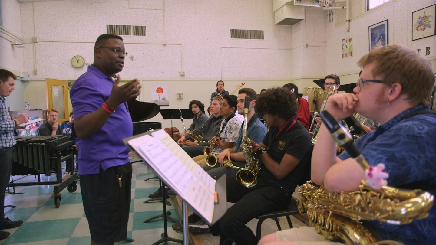 Tony White directs students in preparation for the Playboy Jazz Festival