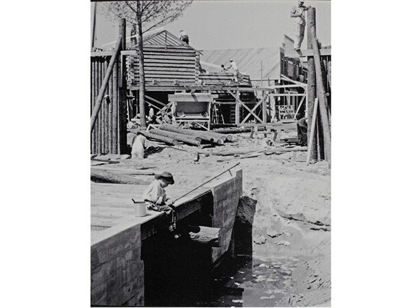 In 1955, Delmar Watson was invited to photograph Disneyland under construction, resulting in a rare series of images of the unfinished park. Courtesy of the Watson Family Photographic Archive.