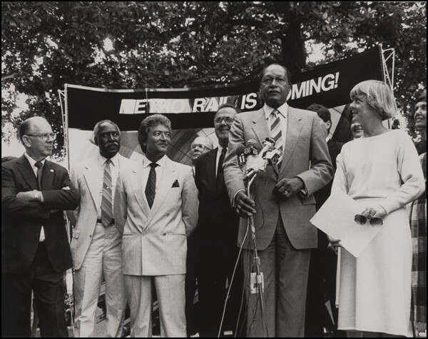 Kenneth Hahn, Nate Holden, Nick Patsaouras, Deane Dana, Mayor Tom Bradley. Metro Rail Groundbreaking, September 29, 1986 | Photo: Metro Library and Archive/Flickr/Creative Commons