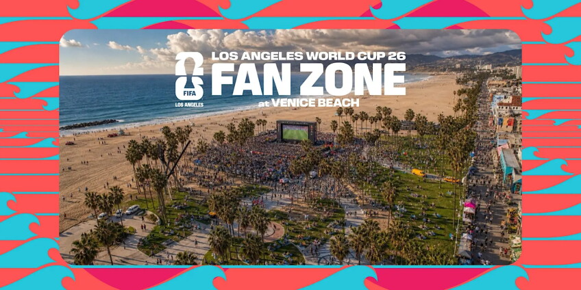 LA World Cup Fan Zone - Venice Beach, event banner with a picture of venice beach 