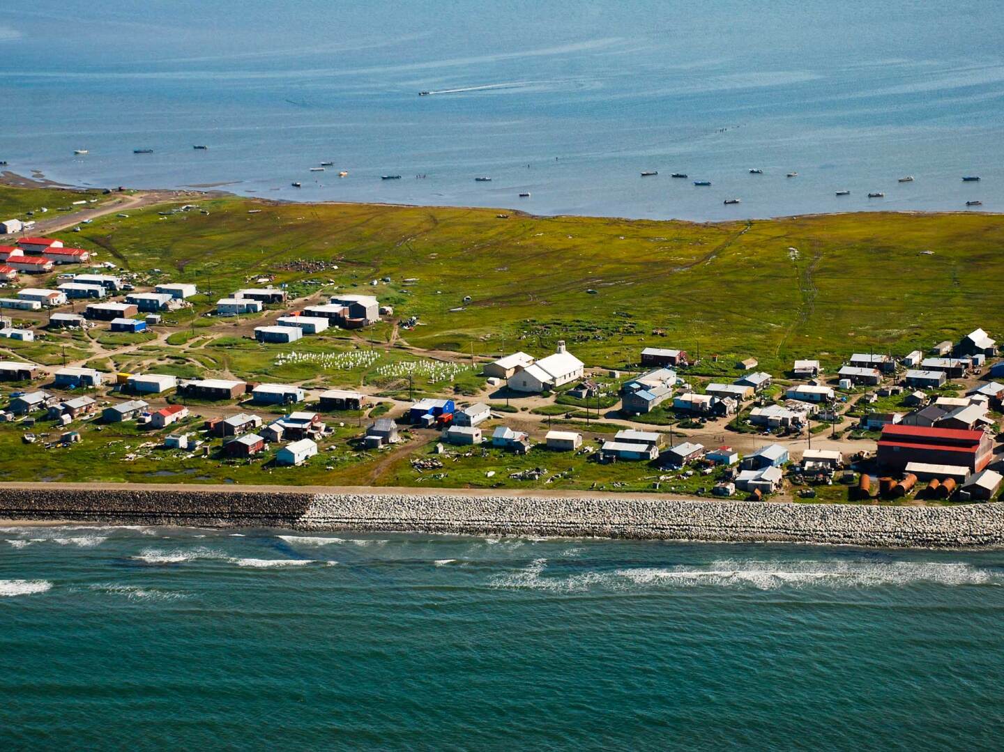 Aerial image of Shishmaref, Alaska. | Bering Land Bridge National Preserve