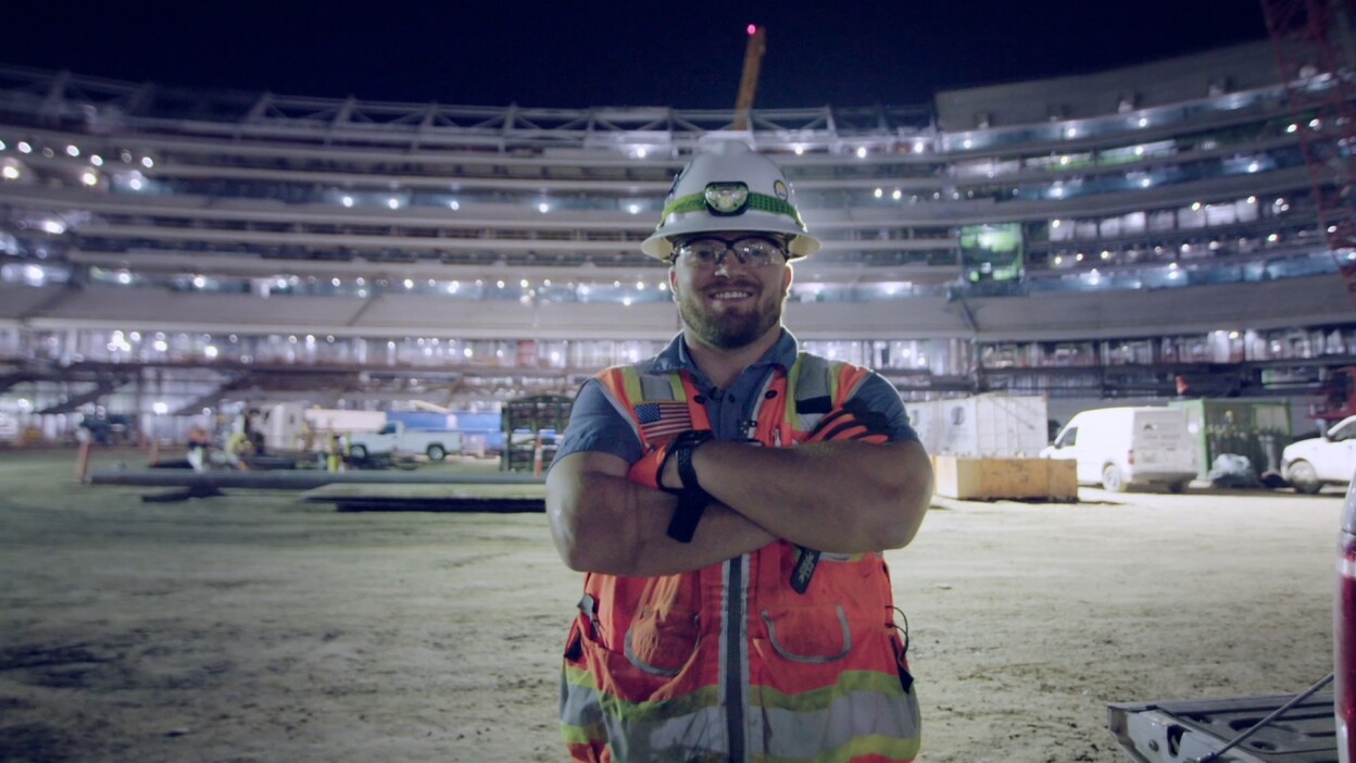 Vincent works at the future L.A. Rams Stadium | Still from "Nightshift"