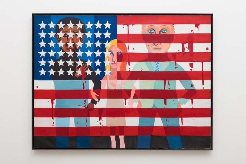 Faith Ringgold, The Flag is Bleeding, 1967. Oil on canvas | Pablo Enriquez, Courtesy of the Broad